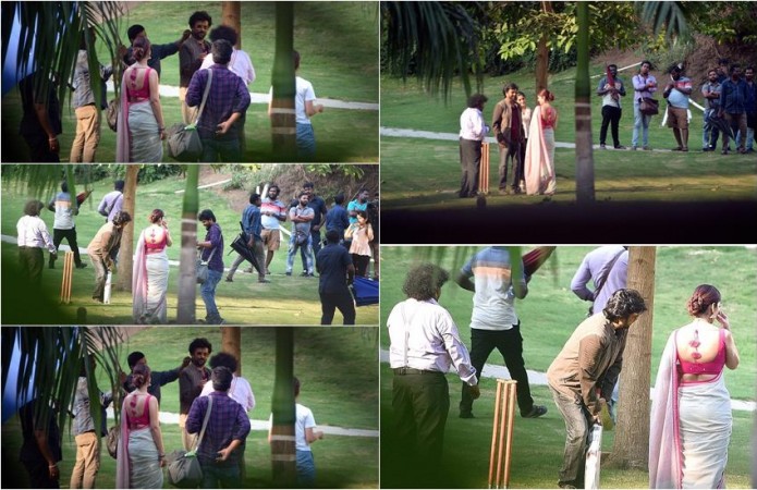 A collage of pictures from Rajinikanth and Nayanthara's Darbar. Rajinikanth Plays Cricket on Darbar Sets