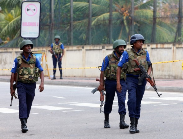Security forces patrol outside St. Anthony's Church, one of the targets in a series of bomb blasts targeting churches and luxury hotels on Sunday, in Colombo, Sri Lanka, on April 27, 2019. Sri lanka security forces