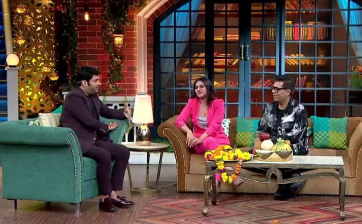 Kapil Sharma, Kajol, Karan Kohar on The Kapil Sharma Show Kapil Sharma, Kajol, Karan Kohar, Kapil Sharma Show