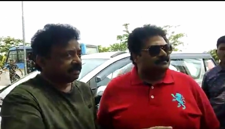 Ram Gopal Varma and producer Rakesh Reddy in Vijayawada Ram Gopal Varma and producer Rakesh Reddy in Vijayawada