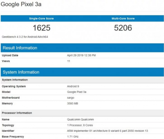 Pixel 3a leaked on Geekbench Pixel 3a leaked on Geekbench