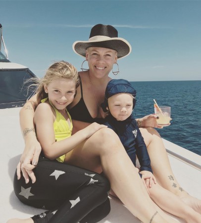 Pink with her son and daughter Pink with her son and daughter