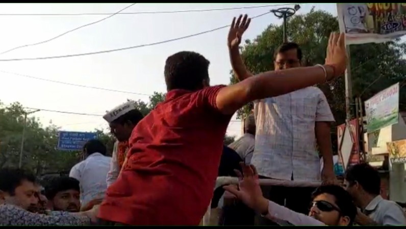 Delhi Chief Minister and Aam Aadmi Party (AAP) convenor Arvind Kejriwal were slapped during a roadshow in New Delhi on May 4, 2019. Arvind kejriwal slapped