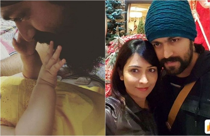 Yash and Radhika Pandit. Yash and Radhika Pandit's baby naming ceremony