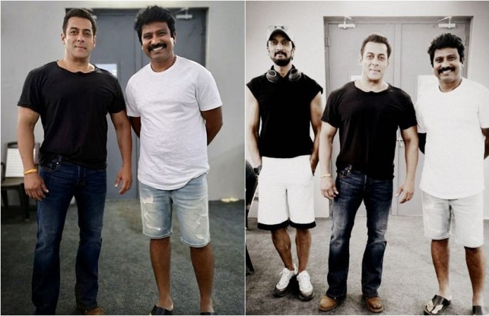 Salman Khan with Sudeep and Prem. Salman Khan with Sudeep and Prem