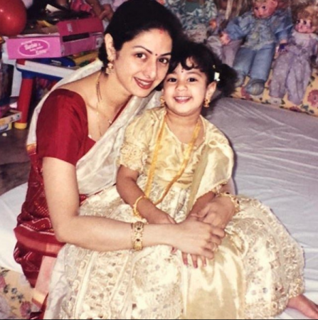 Janhvi Kapoor posted this picture with her mother, the late actress Sridevi. Sridevi with a young Janhvi Kapoor