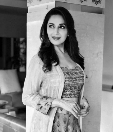 Madhuri Dixit in black and white photo. Madhuri Dixit black and white