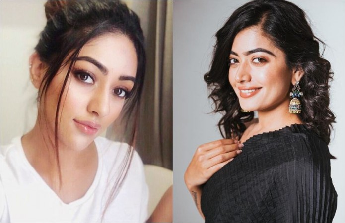 A collage of Anu Emmanuel and Rashmika Mandanna's pictures. Rashmika Mandanna and Anu Emmanuel