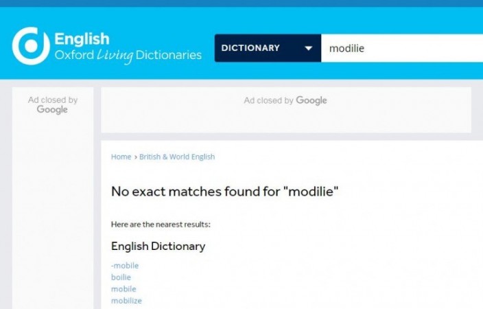 Screen grab from the dictionary itself. dictionary
