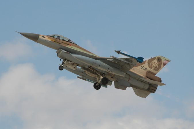 UVDA AIR BASE, Nov. 10, 2017 (Xinhua) -- An Israeli F-16 jet fighter takes off from the Uvda air base during an international air force exercise in Israel, on Nov. 8, 2017. Hundreds of pilots from eight different countries gathered recently in Israel's Uvda air base to join the largest international air force exercise ever conducted in the country. An Israeli F-16 jet fighter