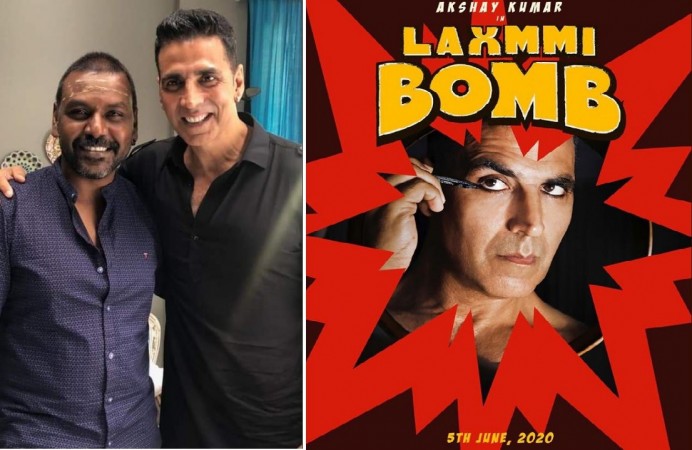 Akshay Kumar with filmmaker Raghava Lawrence; Laxmmi Bomb movie poster Akshay Kumar's Laxmmi Bomb movie