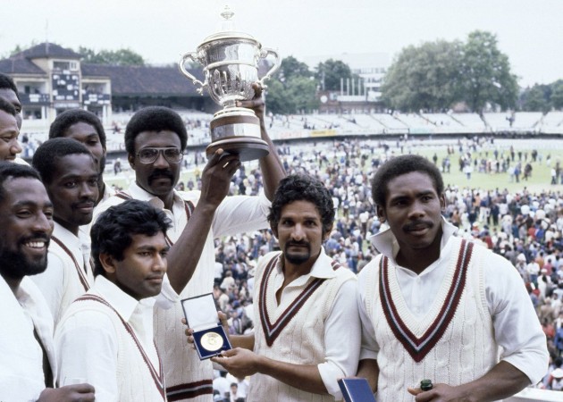 West Indies team with World Cup trophy in 1979 1979 World Cup
