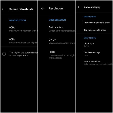 Display settings for OnePlus 7 Pro Display settings for OnePlus 7 Pro