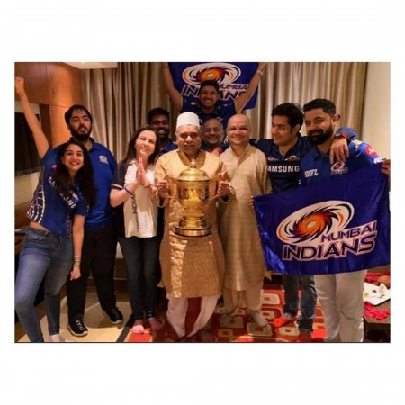 Radhika Merchant with the Ambani's, their spiritual guru and team Mumbai Indians Radhika Merchant,