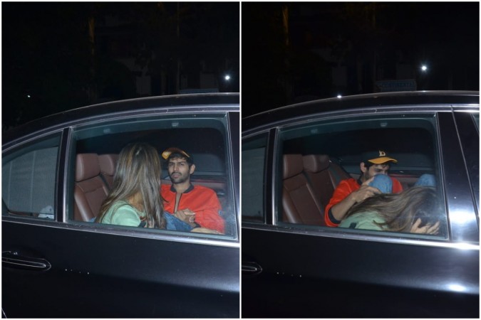 Sara Ali Khan and Kartik Aaryan get cozy inside car. Sara Ali Khan and Kartik Aaryan get cozy inside car