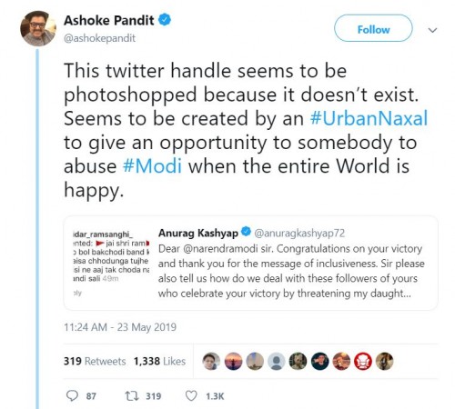 Ashoke Pandit on Anurag Kashyap's tweet to PM