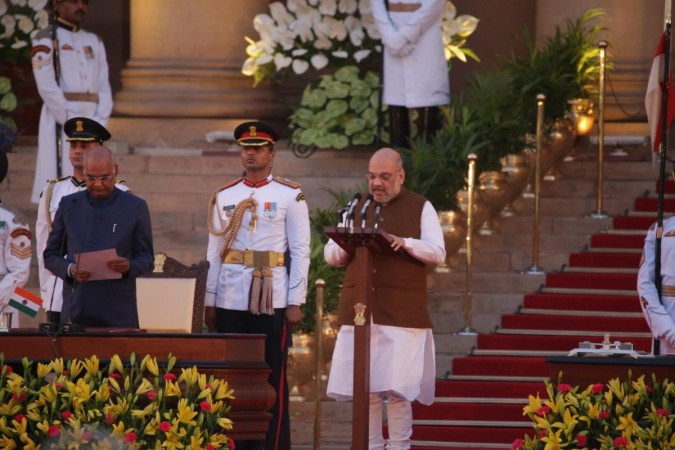 New Delhi: BJP President Amit Shah takes oath as Union Minister at a swearing-in ceremony at Rashtrapati Bhavan in New Delhi on May 30, 2019. Amit Shah