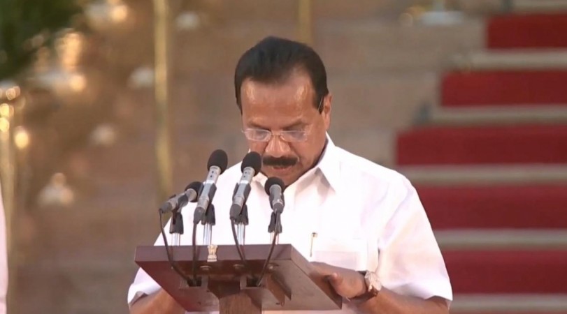 DV Sadananda Gowda takes oath as Union Minister at a swearing-in ceremony at Rashtrapati Bhavan in New Delhi on May 30, 2019. DV Sadananda Gowda
