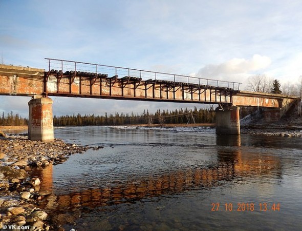 This is how the section of the bridge looked before it went missing. russian bridge missing