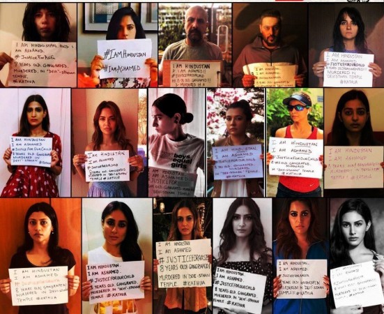 Celebs holding placards to protested against Asifa's murder Celebs holding placards to protested against Asifa's murder