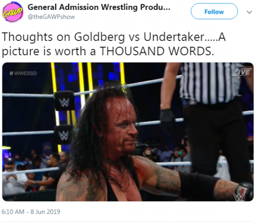 Twitter users pointed to Undertaker's dissatisfied expression after the match Undertaker vs Goldberg