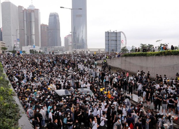 Protesters rally against the proposed extradition bill in Hong Kong on Wednesday, June 12. Hong Kong protests