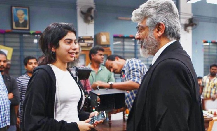 Khushi Kapoor bonded with Ajith Kumar on the sets of Tamil film, Nerkonda Paarvai. Khushi Kapoor with Ajith Kumar on Nerkonda Paarvai sets