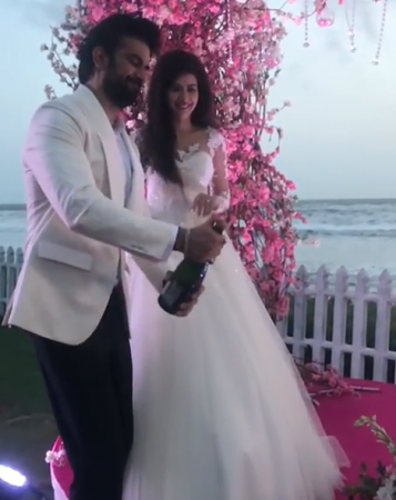 Rajeev Sen and Charu Asopa on their engagement in Goa. Rajeev Sen and Charu Asopa engagement in Goa photos