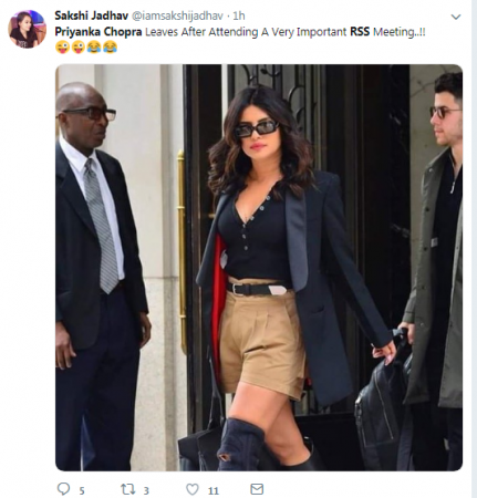 Priyanka Chopra in Khanki shorts made people joke saying she has joined RSS