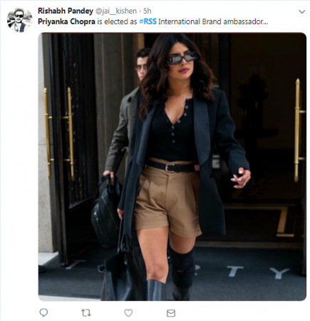 Priyanka Chopra in Khanki shorts made people joke saying she has joined RSS