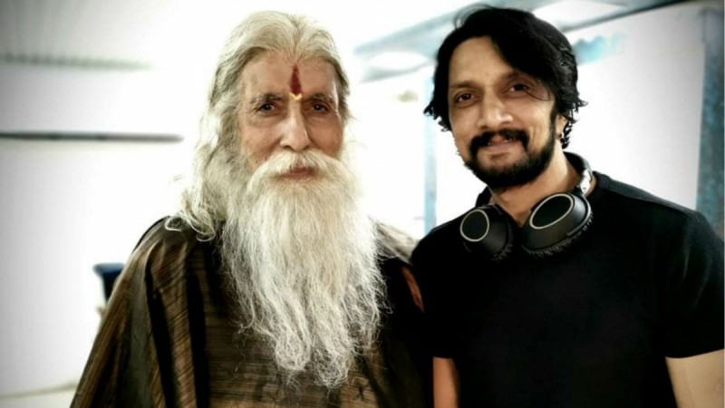 Amitabh Bachchan and Kichha Sudeep from the sets of Sye Raa Amitabh from Sye Raa