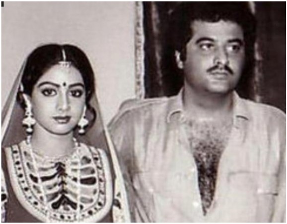 Sridevi and Boney Kapoor's first picture together. Sridevi and Boney Kapoor's first picture together
