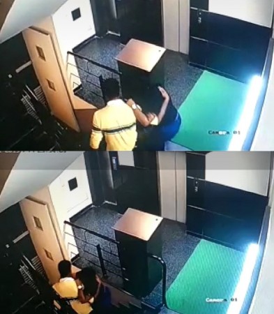 CCTV footage showing Pawan and Vedha going down the stairs of the church street pub tweet