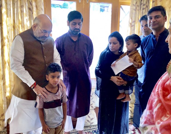 Amit Shah on Thursday visited the residence of slain J&K police officer, Arshad khan in Srinagar Amit Shah