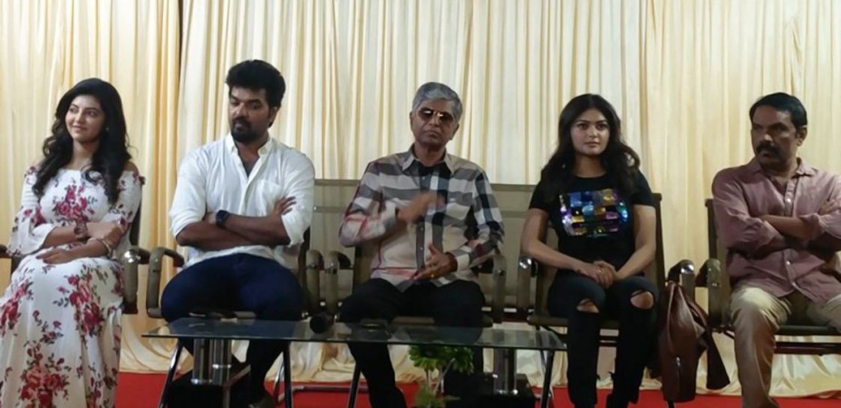 SA Chandrasekar addressing media at Capemari press meet. SA Chandrasekar at Capemari Press Meet