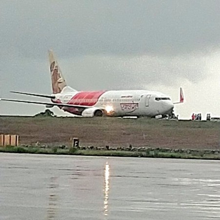 The aircraft, a Boeing 737-800, came to a halt on a grassy patch in the airport. Air India skid off