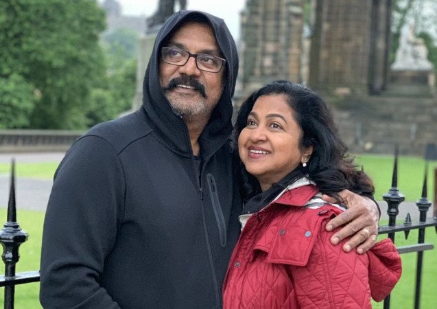 Sarath Kumar with his wife Radhika. Sarath Kumar with his wife Radhika