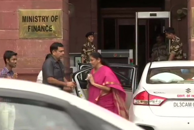 Nirmala Sitharaman outside the Ministry of Finance. Nirmala Sitharaman finance ministry