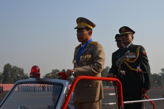 Deputy Commander-in-Chief Defence Services Myanmar and Commander-in-Chief Myanmar Army, Soe Win inspecting the passing out parade at the Officers Training Academy in Gaya on Dec. 14, 2013. Deputy Commander-in-Chief Defence Services Myanmar- Soe Win