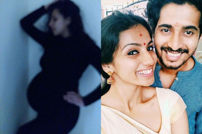A picture of Sruthi Hariharan showing off her baby bump. Sruthi Hariharan is Pregnant