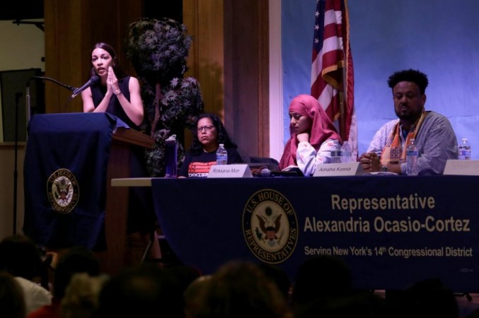 Representative Alexandria Ocasio-Cortez speaks at Immigration Town Hall. Representative Alexandria Ocasio-Cortez