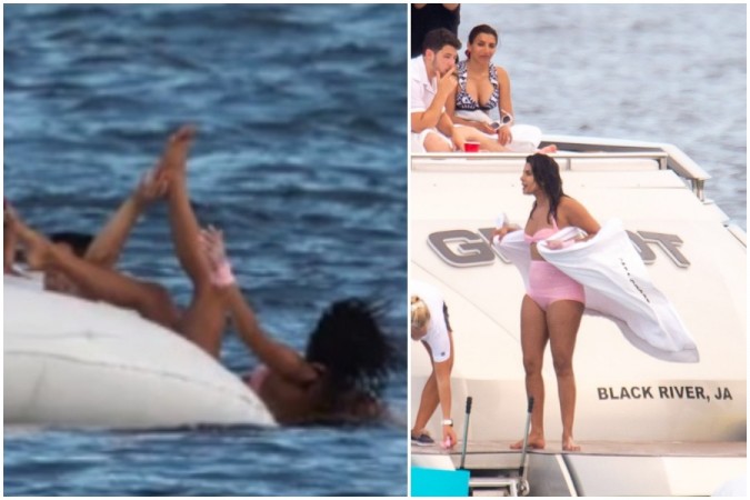Priyanka Chopra falls off floating platform Priyanka Chopra falls off floating platform