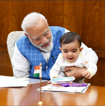 The two photos of the toddler uploaded by PM Modi has taken social media by storm. modi toddler