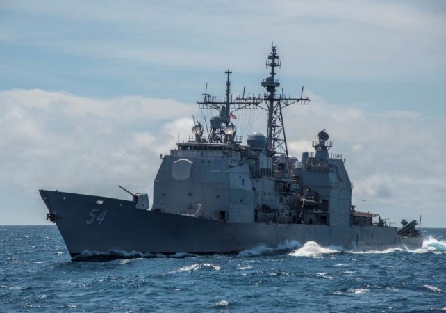 The guided-missile cruiser USS Antietam (CG 54) is shown in the South China Sea, March 6, 2016. USS Antietam
