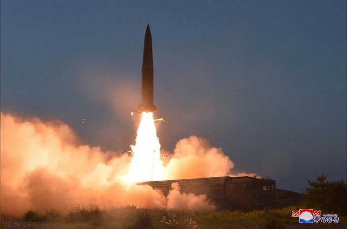 A view of North Korea's missile launch on Thursday, in this undated picture released by North Korea's Central News Agency (KCNA) on July 26, 2019. north korea missile launch