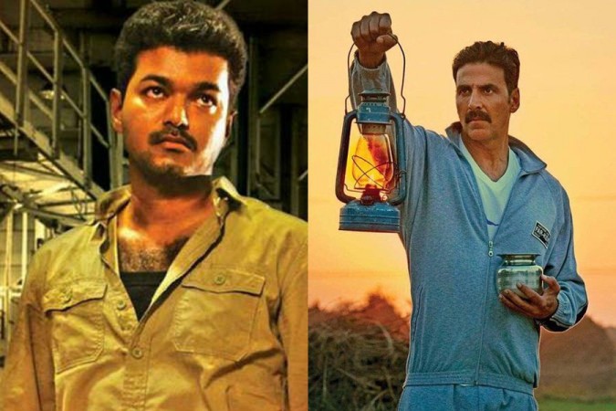 A collage of Vijay and Akshay Kumar. Akshay Kumar in Kaththi remake