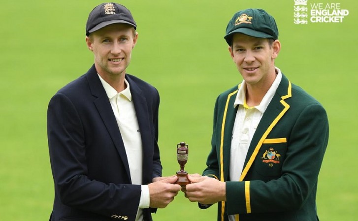 Captains pose with the Ashes 2019 trophy Ashes Test cricket England vs Australia