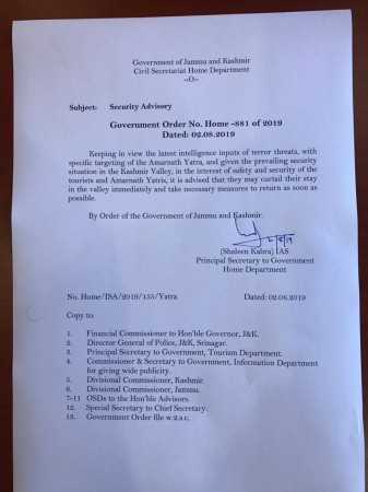 Advisory Amarnath Yatra