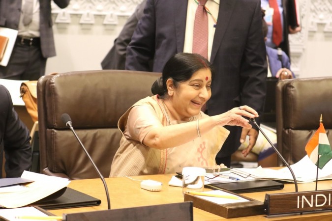 Former External Affairs Minister Sushma Swaraj with world leaders in the United Nations in New York. Sushma Swaraj