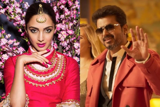 A collage of Kiara Advani and Vijay. Kiara Advani in Thalapathy 64